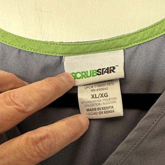 Scrubstar Gray and Green Trim Scrub Top and Pants - Picture 2 of 4